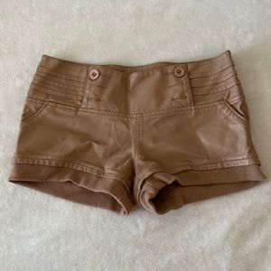 LOVE CULTURE BEIGE TAN LEATHER SHORTS